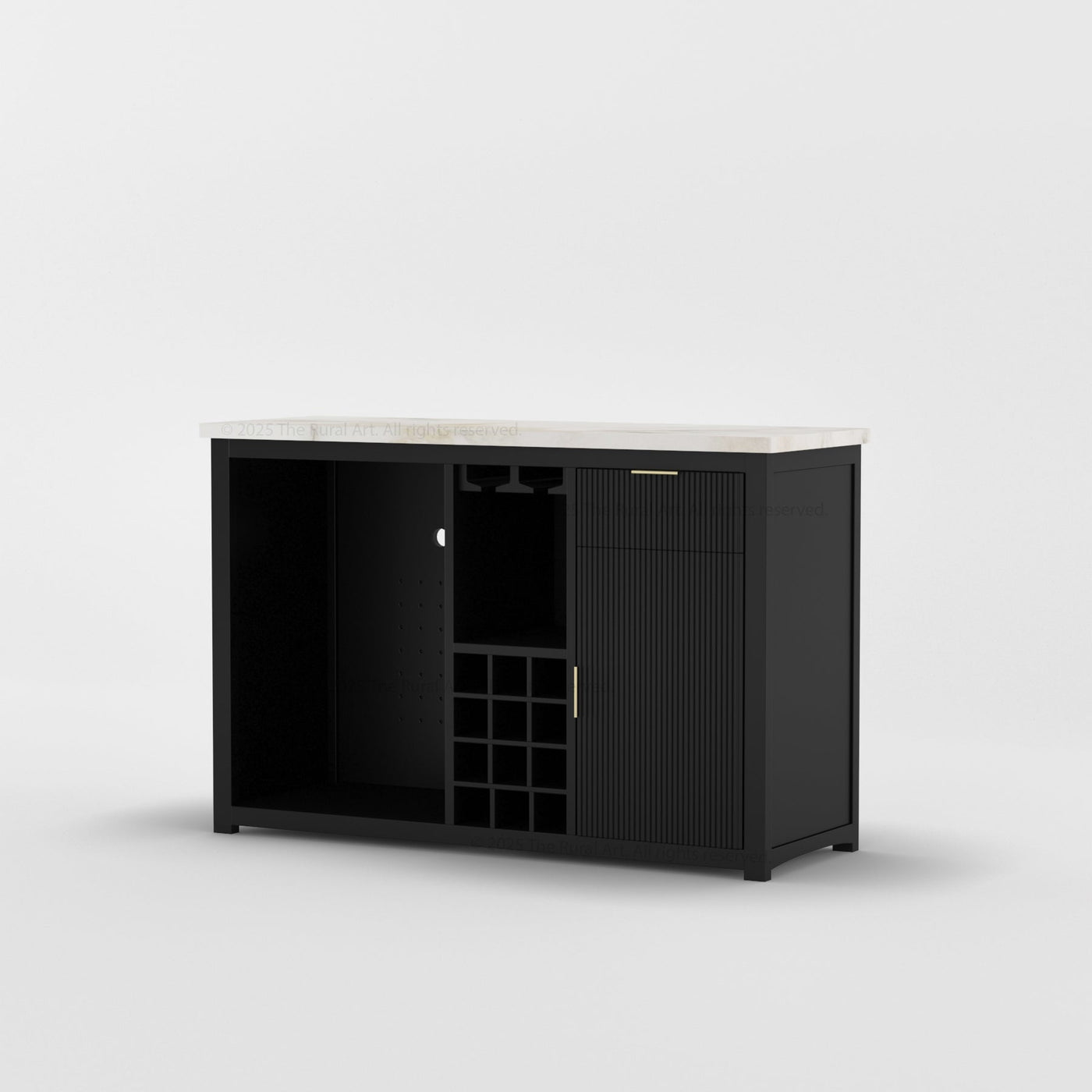 Sonoma Modern Black Bar Cabinet with Mini Fridge Space - detail view 19