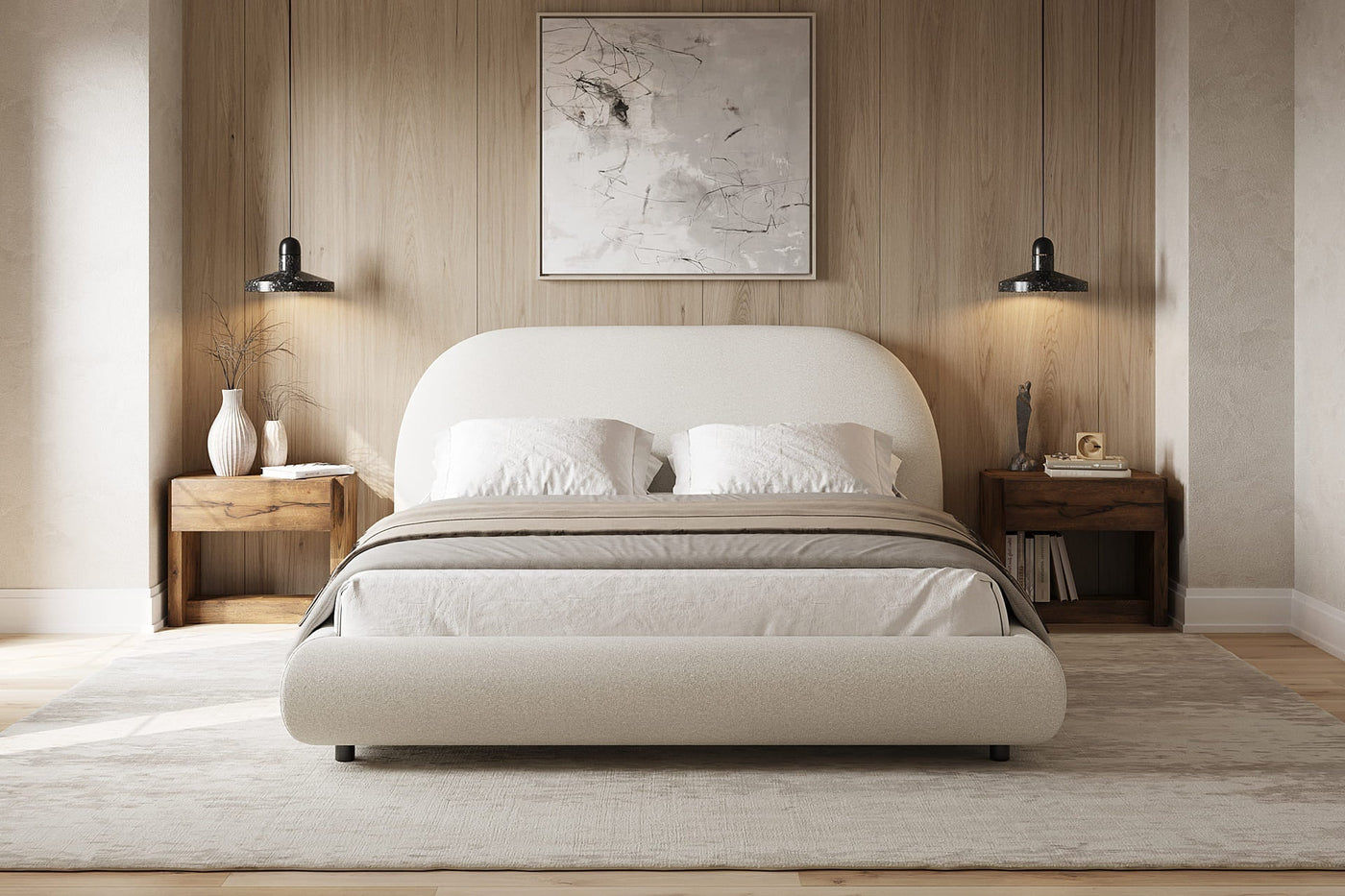 Solana Bed - Curved Boucle Modern - detail view 3