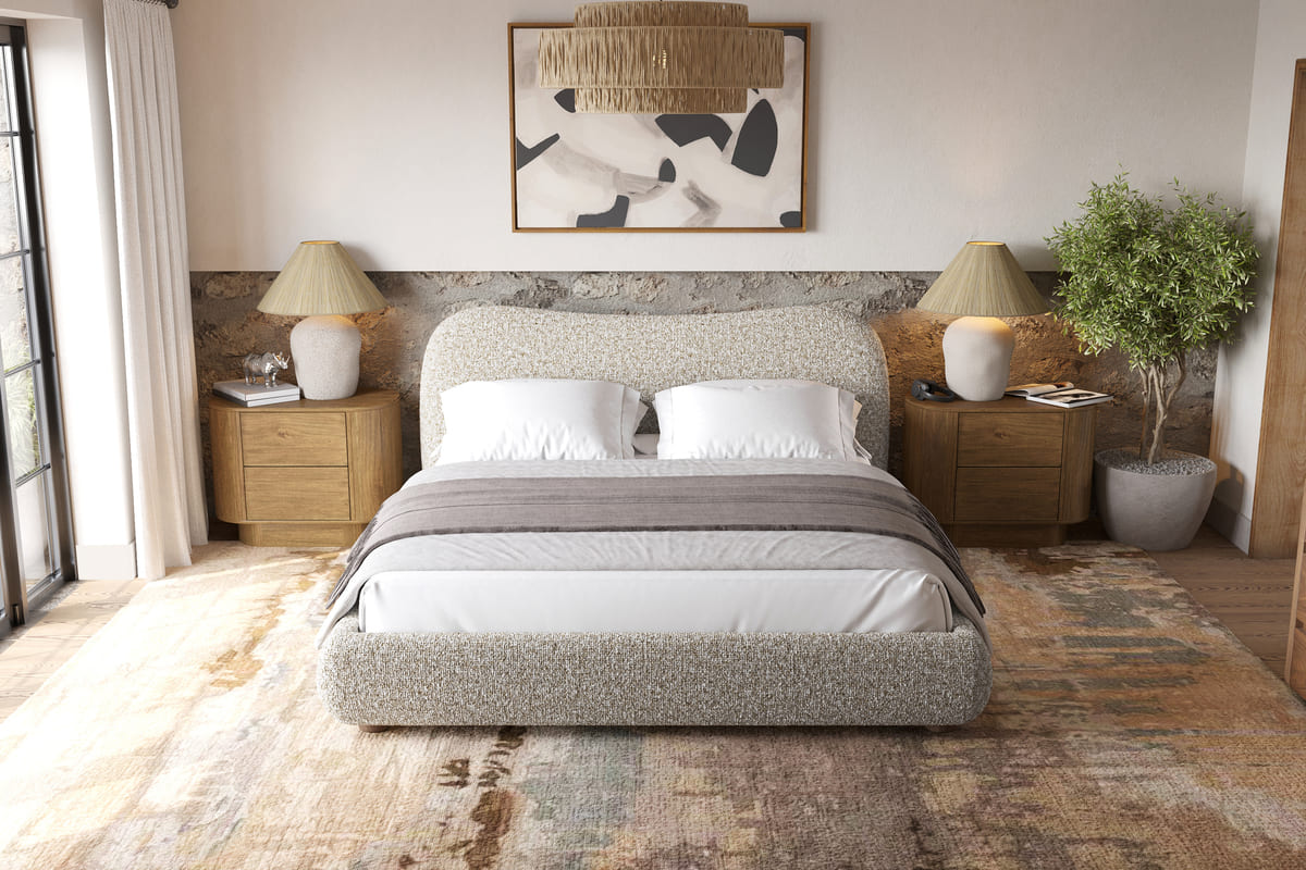 Oliver Bed - Curved Boucle Upholstered - detail view 3