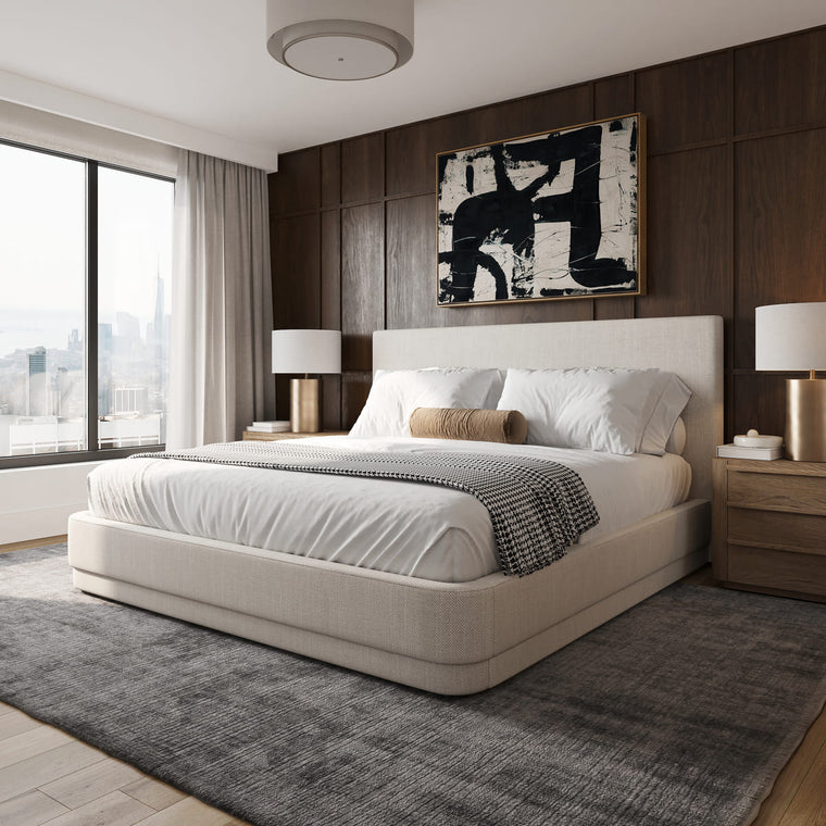 Serene Bed - Minimalist Linen Upholstered