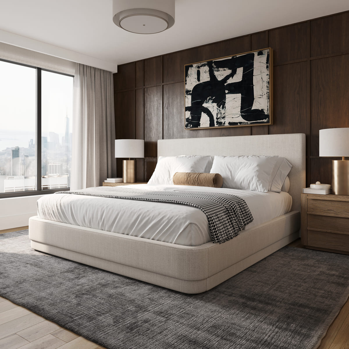 Serene Bed - Minimalist Linen Upholstered