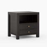 Orlando Solid Wood 2 Drawer Open Shelves Nightstand