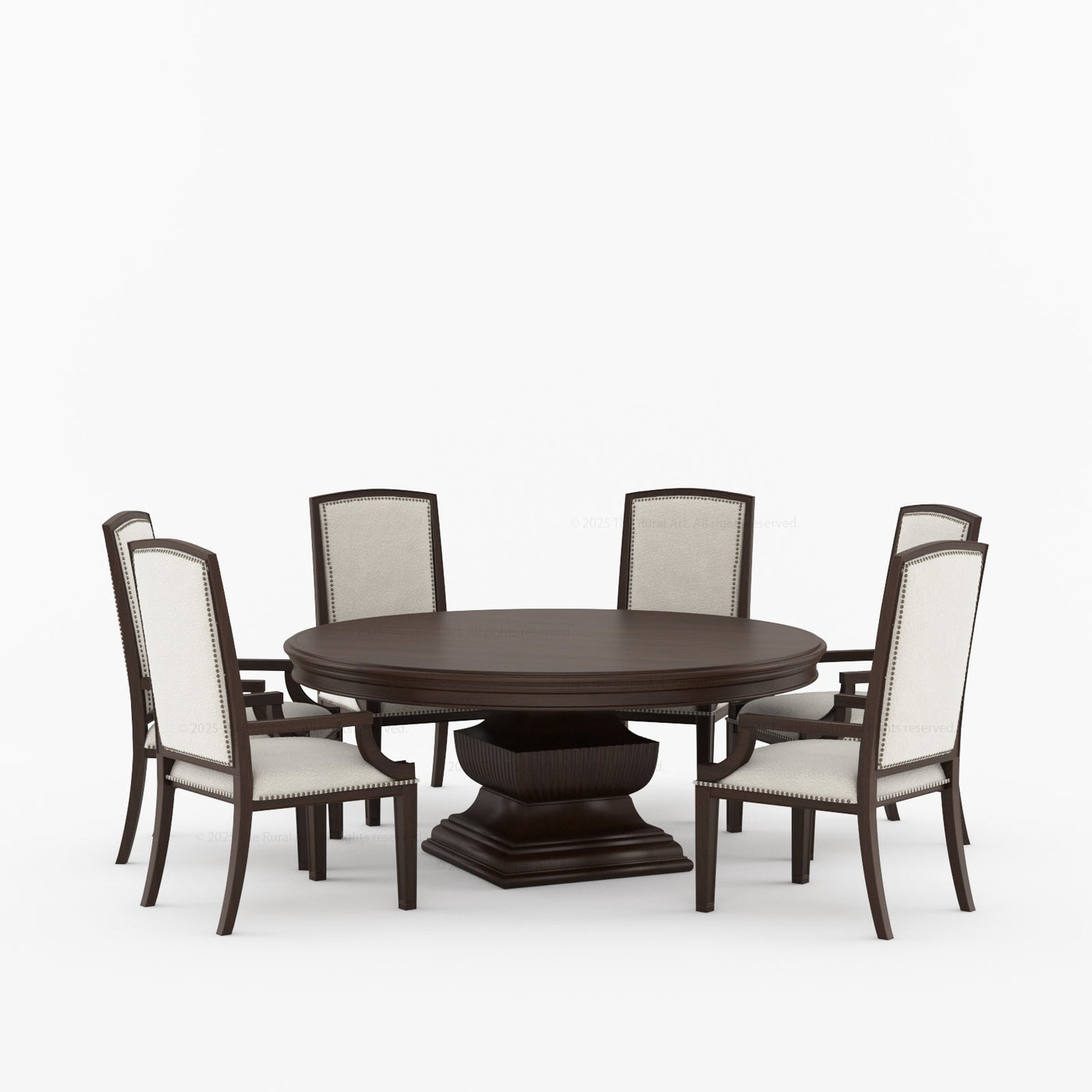 Scottsdale Round Pedestal Solid Wood Dining Table with Sculptural Pedestal - detail view 12