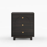 Livingston Solid Wood Nightstand with Arched Front & Brass Knobs