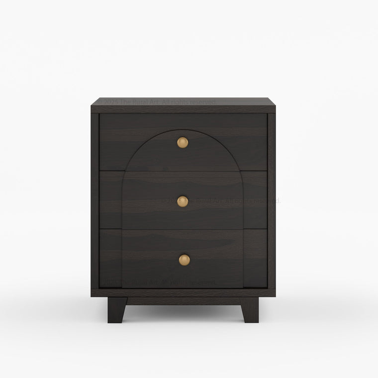 Livingston Solid Wood Nightstand with Arched Front & Brass Knobs - alternate view