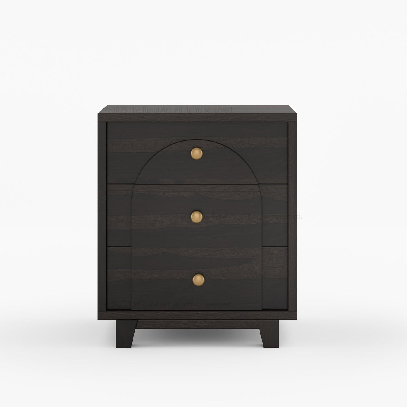 Livingston Solid Wood Nightstand with Arched Front & Brass Knobs - alternate view