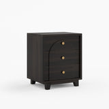Livingston Solid Wood Nightstand with Arched Front & Brass Knobs