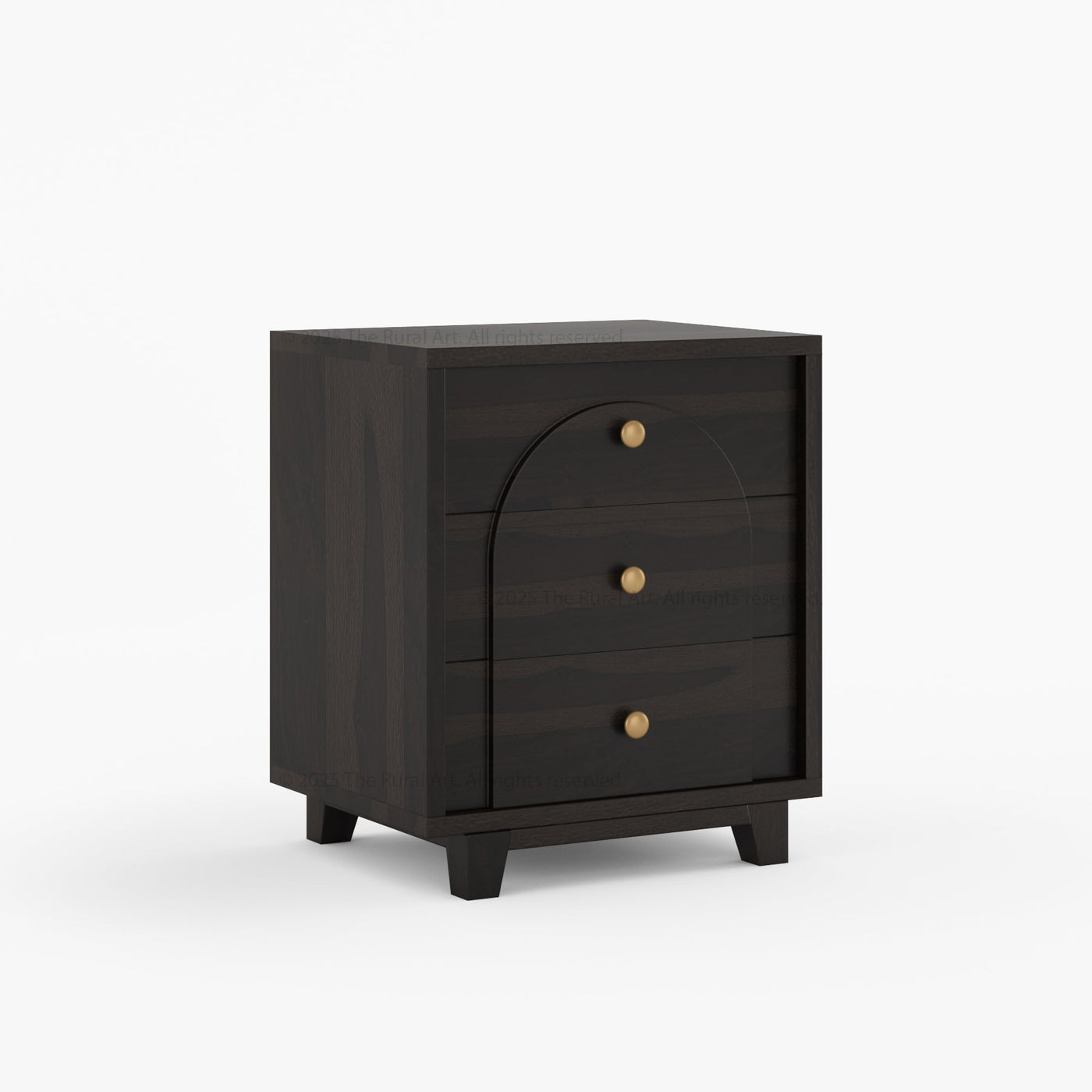 Livingston Solid Wood Nightstand with Arched Front & Brass Knobs - detail view 3