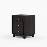 Livingston Solid Wood Nightstand with Arched Front & Brass Knobs