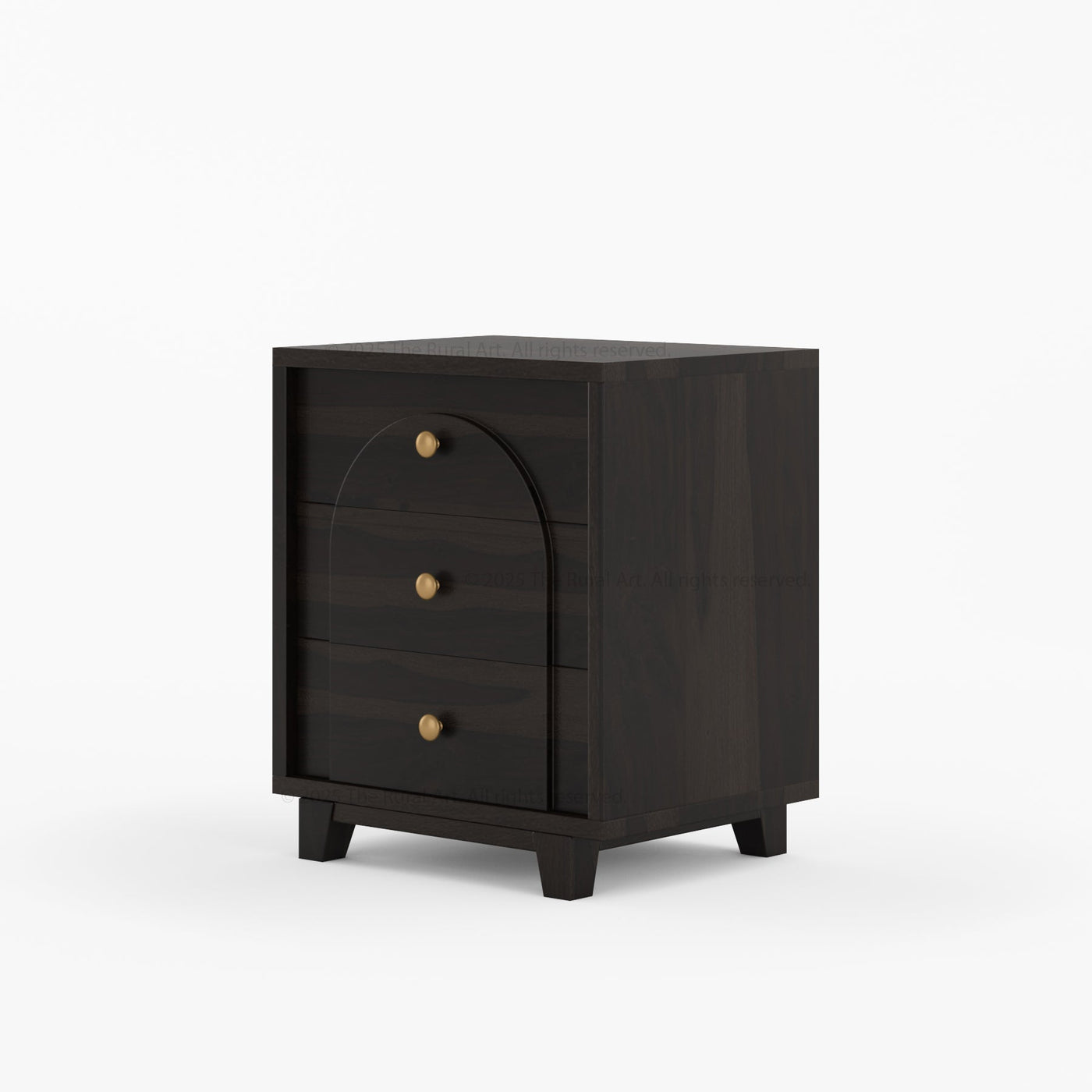 Livingston Solid Wood Nightstand with Arched Front & Brass Knobs - detail view 4