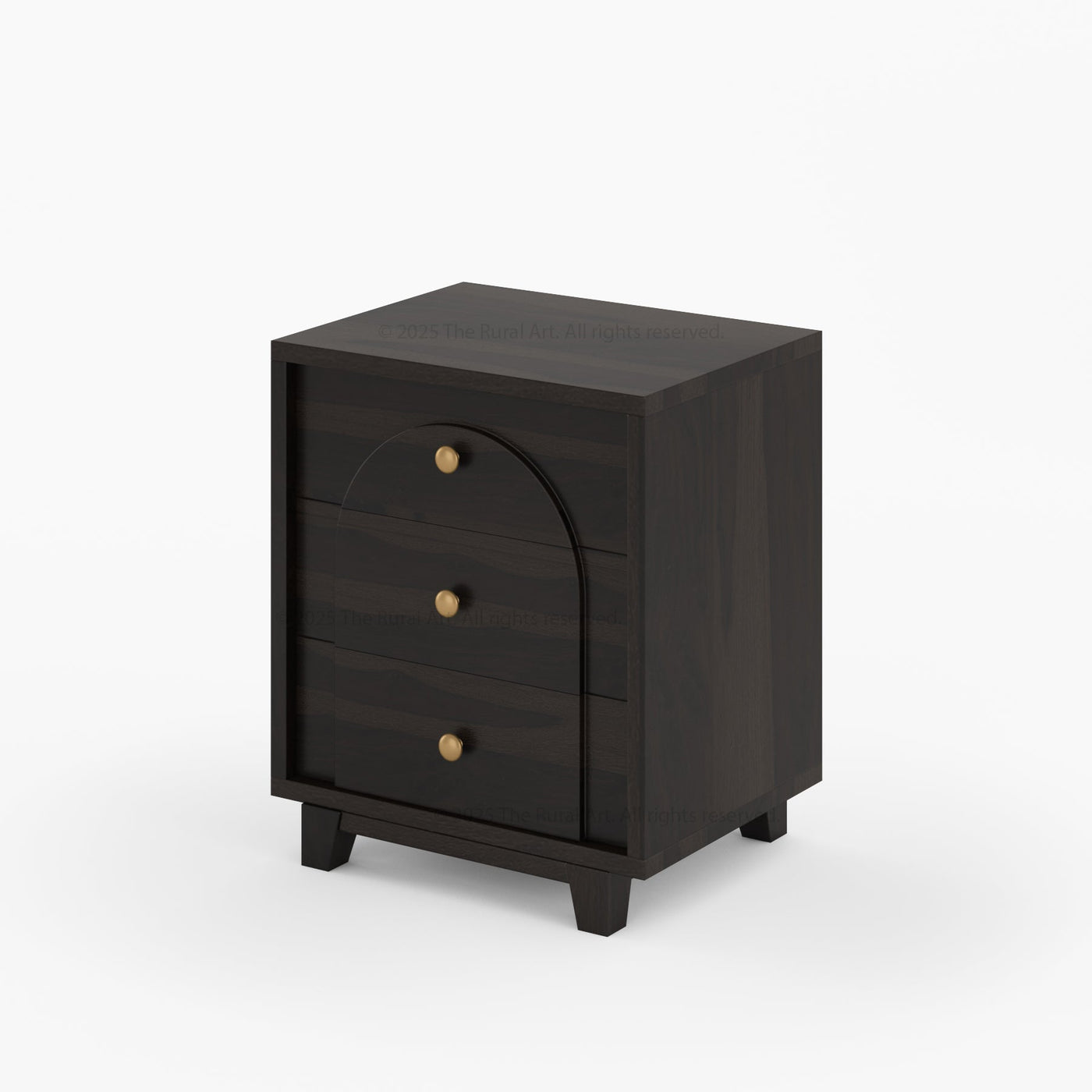 Livingston Solid Wood Nightstand with Arched Front & Brass Knobs - detail view 6