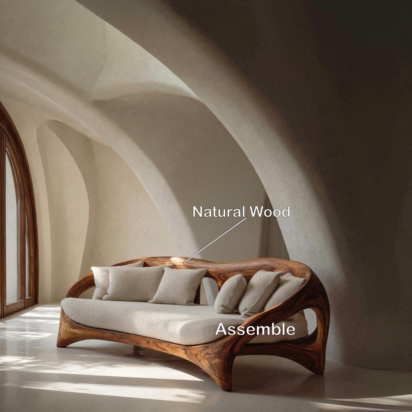 Organic Curved Sofa for Living Room Furniture - detail view 5