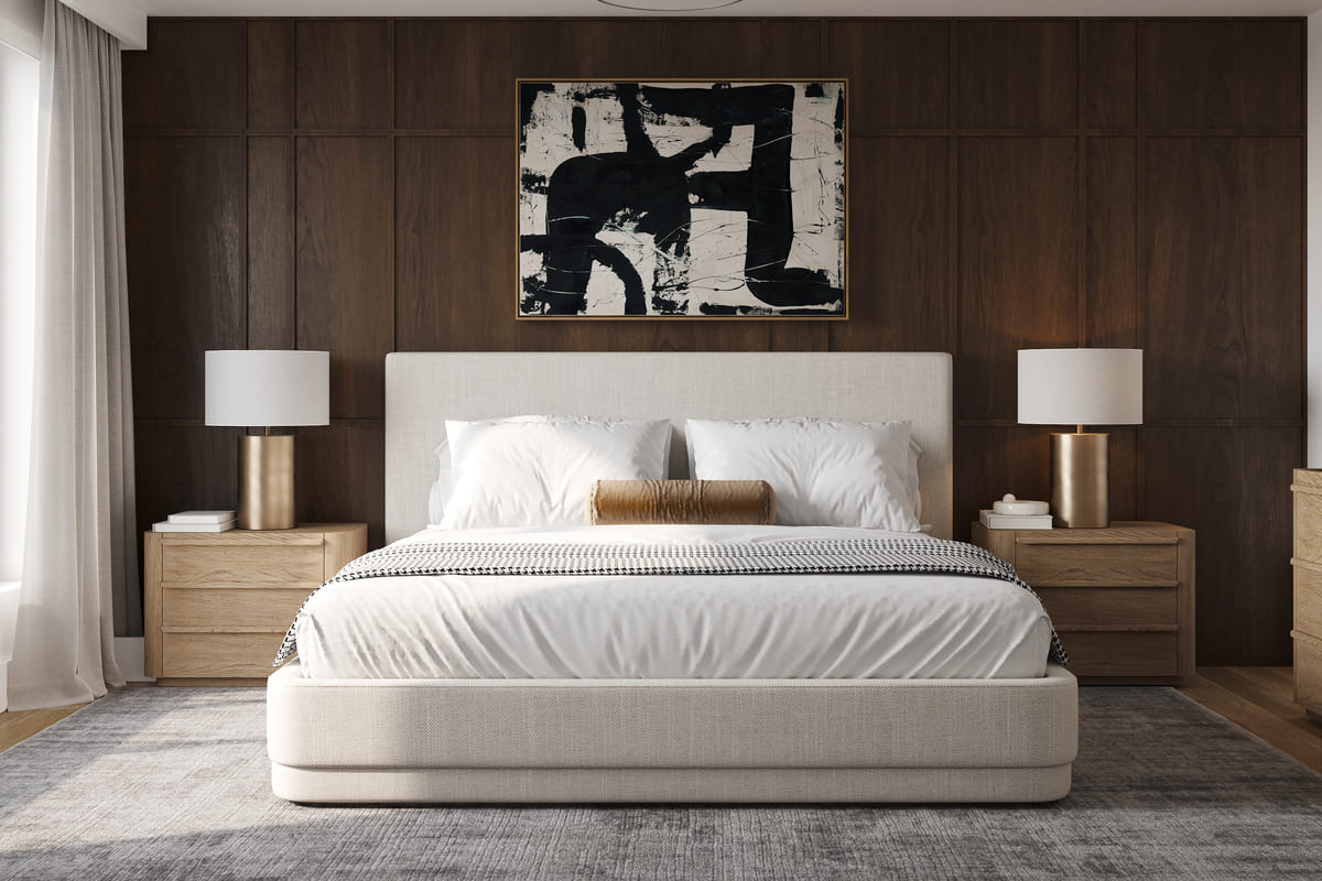 Serene Bed - Minimalist Linen Upholstered - detail view 4