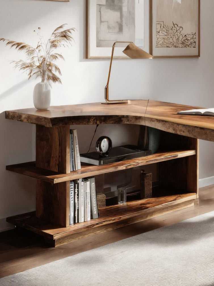 Modern L Shaped Desk with Bookshelf for Home Office - detail view 3