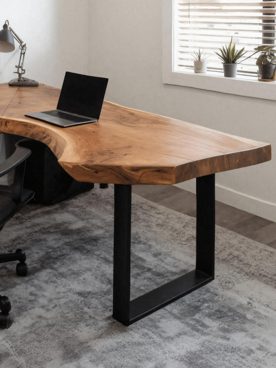 Modern Live Edge L Shaped Desk for Home Workspace - detail view 4