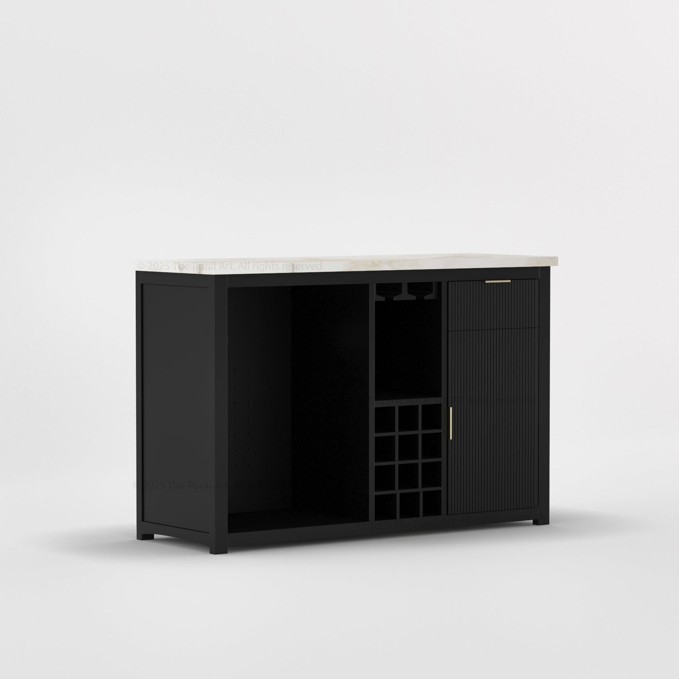 Sonoma Modern Black Bar Cabinet with Mini Fridge Space - detail view 20