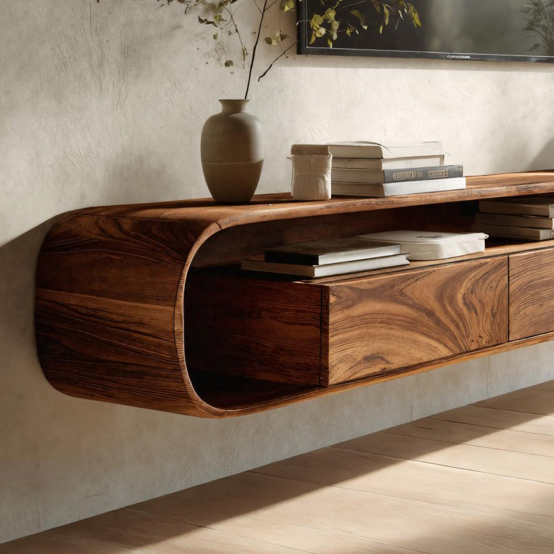 Organic Modern Floating Tv Console for Living Room - detail view 3
