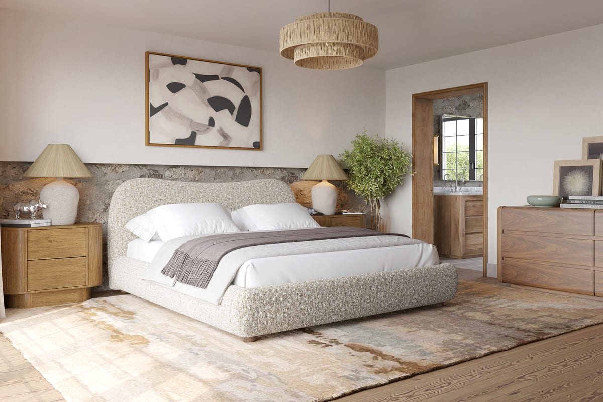 Oliver Bed - Curved Boucle Upholstered - detail view 4