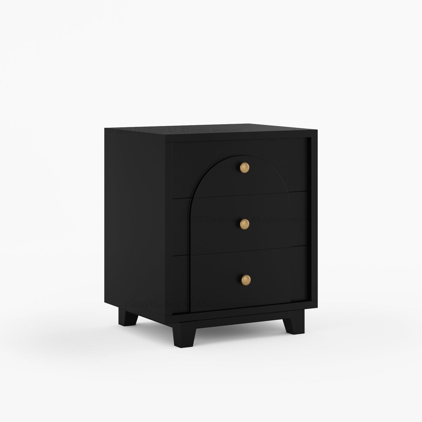 Livingston Solid Wood Nightstand with Arched Front & Brass Knobs - detail view 7