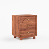 Livingston Solid Wood Nightstand with Arched Front & Brass Knobs