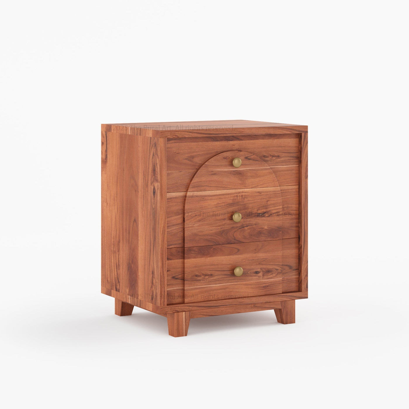 Livingston Solid Wood Nightstand with Arched Front & Brass Knobs - detail view 8