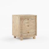 Livingston Solid Wood Nightstand with Arched Front & Brass Knobs