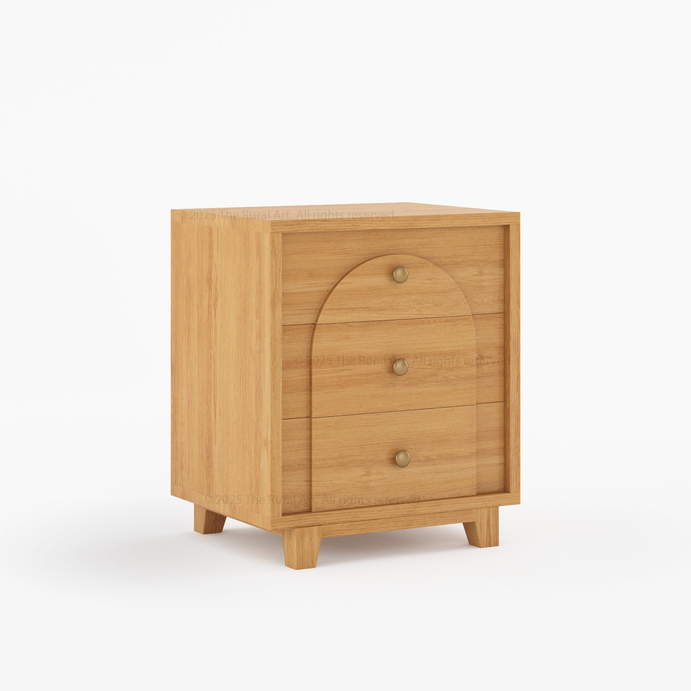 Livingston Solid Wood Nightstand with Arched Front & Brass Knobs - detail view 10