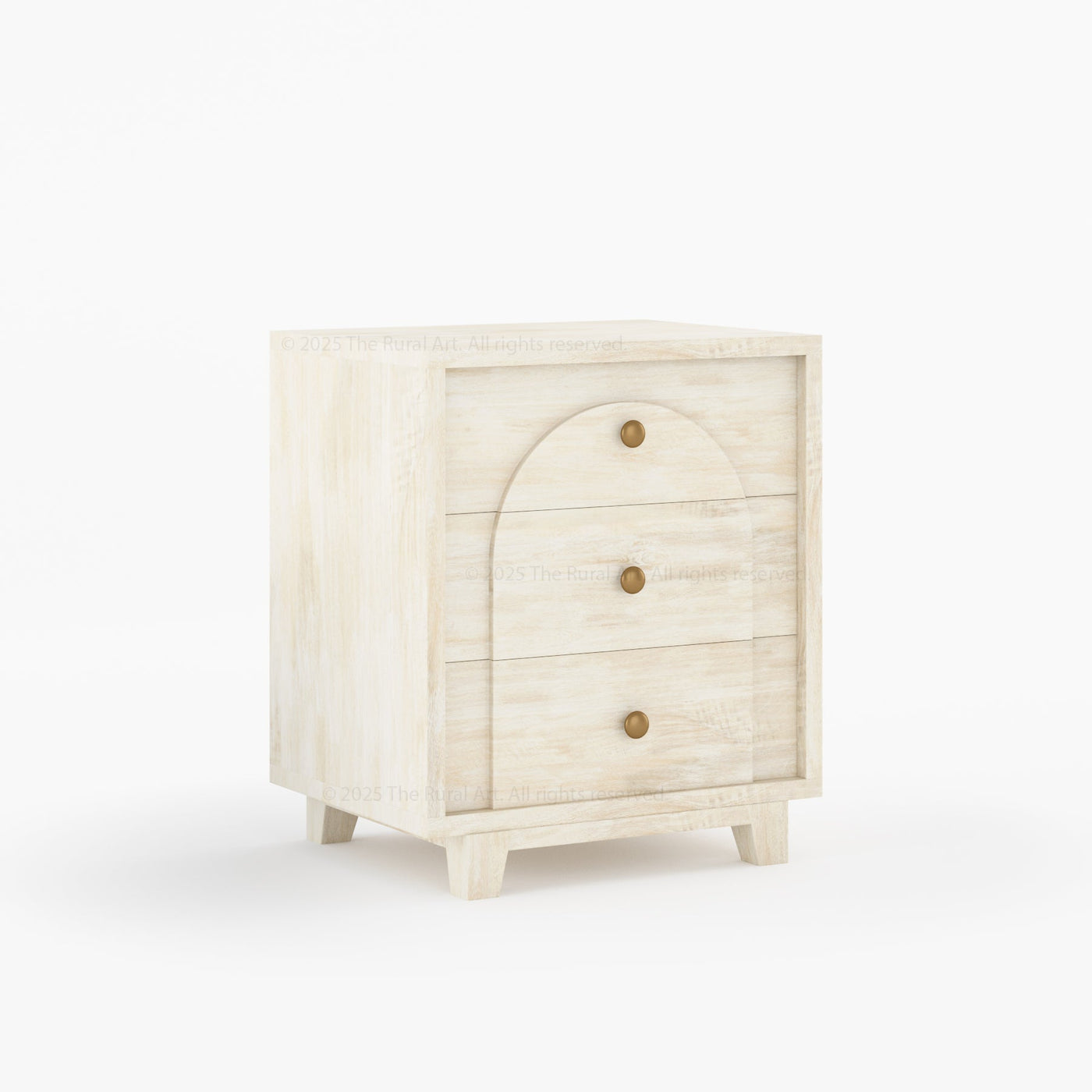 Livingston Solid Wood Nightstand with Arched Front & Brass Knobs - detail view 11
