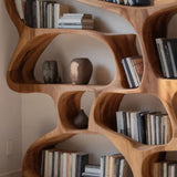 Modern Bookshelf with Organic Carved Design for Living Room or Office