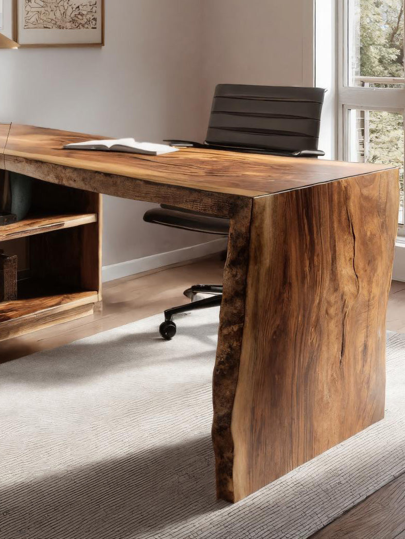Modern L Shaped Desk with Bookshelf for Home Office - detail view 4