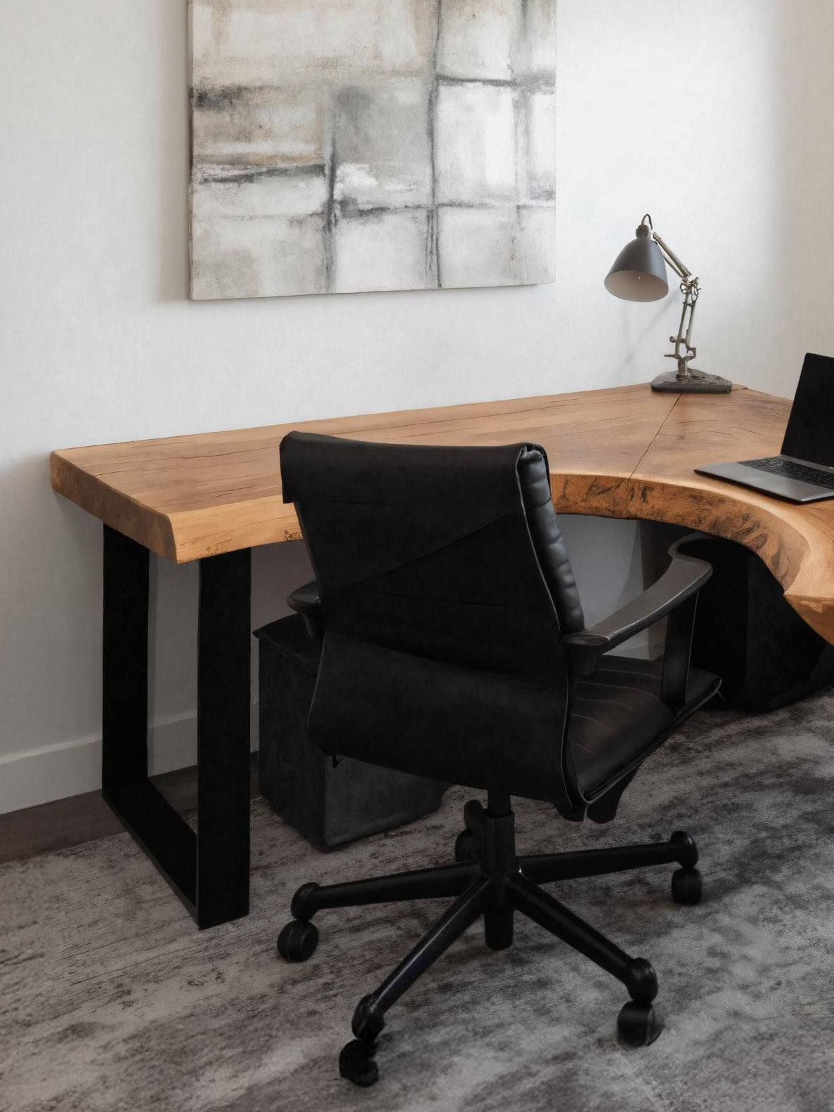Modern Live Edge L Shaped Desk for Home Workspace - detail view 3