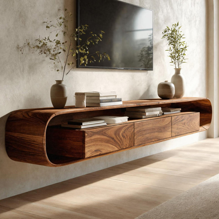Organic Modern Floating Tv Console for Living Room - alternate view