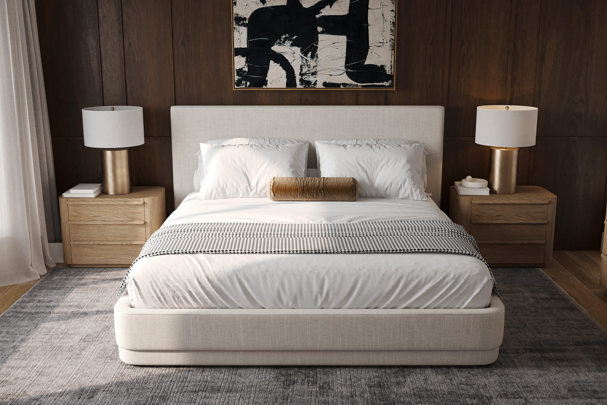 Serene Bed - Minimalist Linen Upholstered - detail view 3