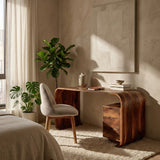 Modern Wooden Writing Desk with Curved Frame for Workspace