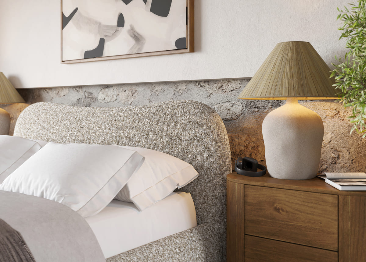 Oliver Bed - Curved Boucle Upholstered - detail view 5