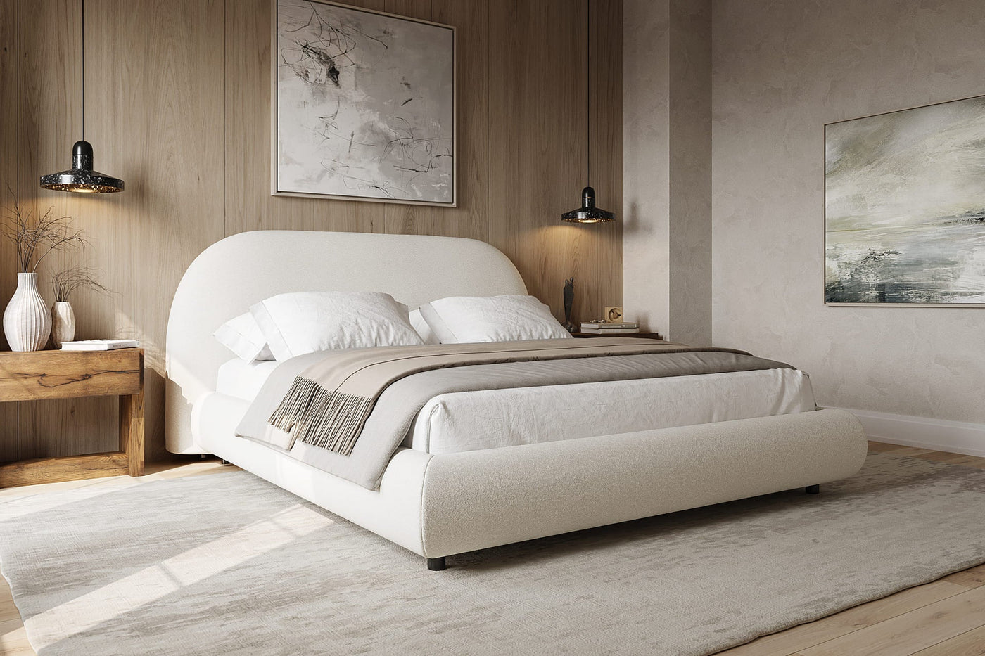 Solana Bed - Curved Boucle Modern - detail view 4