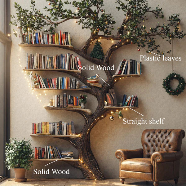 Black Tree Branch Bookshelf Wall Mount Mid Century Sinltb079 - detail view 3