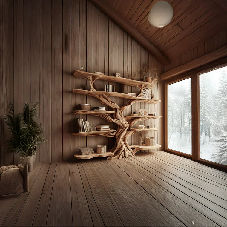 Rustic Tree Bookshelf Entryway Living Room Sinlsatb224 - alternate view