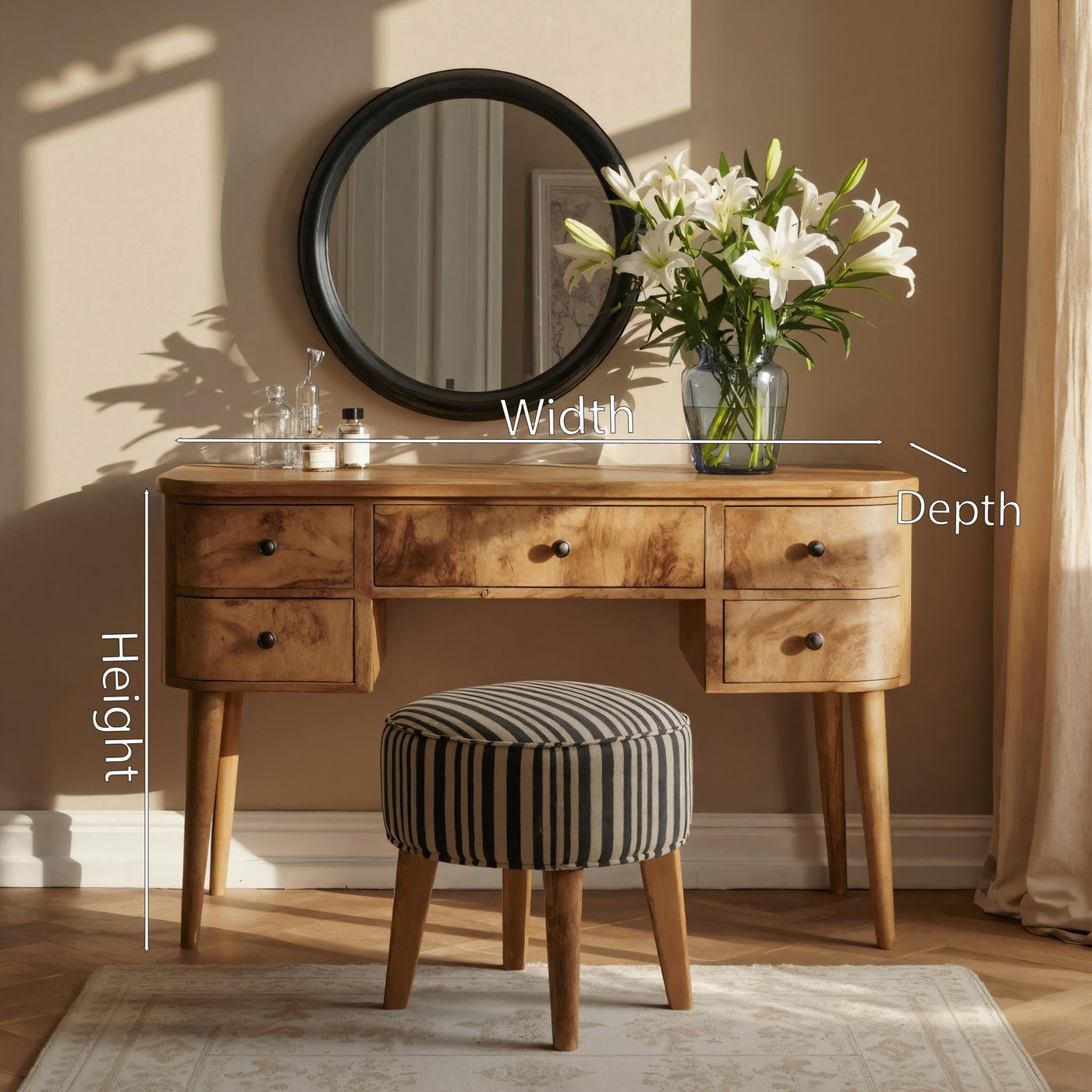 Handmade Vanity Table with Drawers for Bedroom - detail view 6