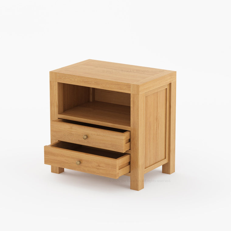 Orlando Solid Wood 2 Drawer Open Shelves Nightstand - alternate view
