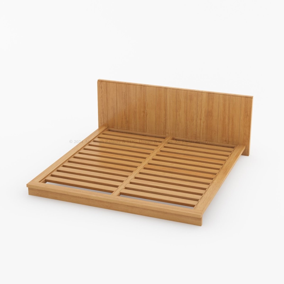 Sierra Vista Teak Wood Platform Bed with Vertical Slat Headboard - alternate view