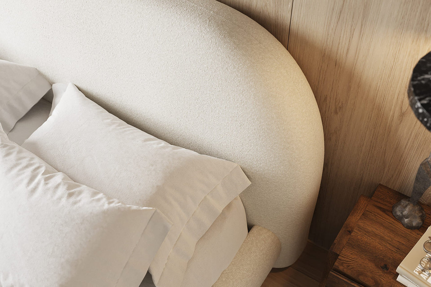 Solana Bed - Curved Boucle Modern - detail view 6
