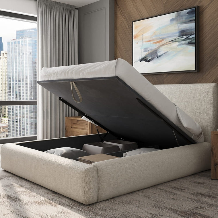 Noelle Storage Bed - Lift - Up Storage - Linen Fabric