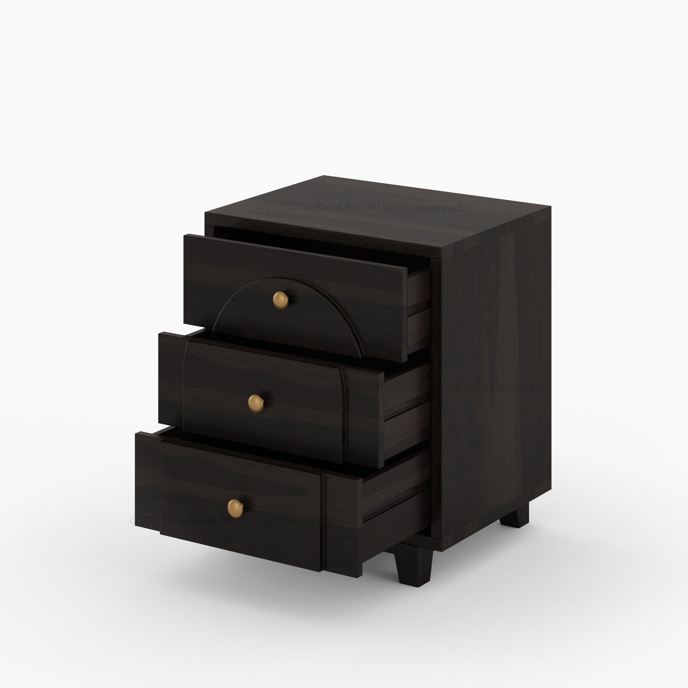 Livingston Solid Wood Nightstand with Arched Front & Brass Knobs - detail view 5
