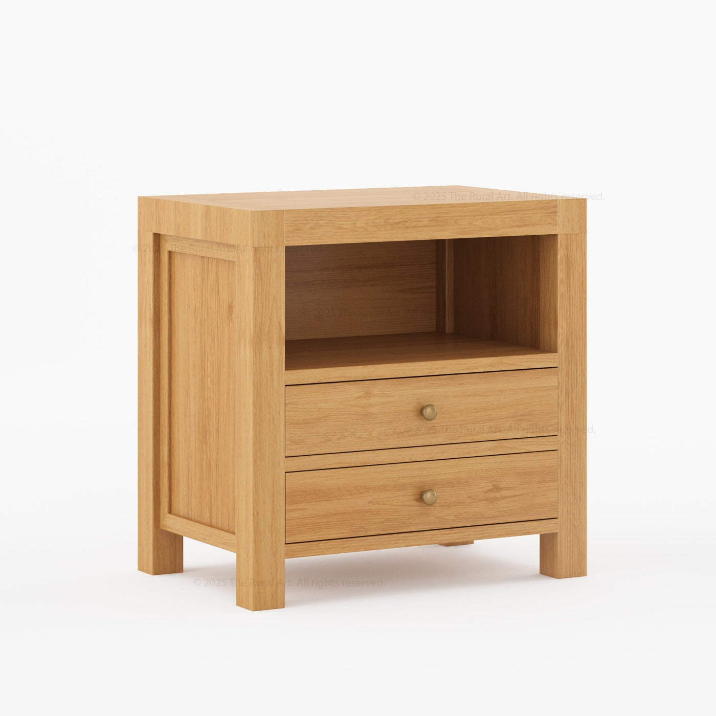 Orlando Solid Wood 2 Drawer Open Shelves Nightstand - detail view 3