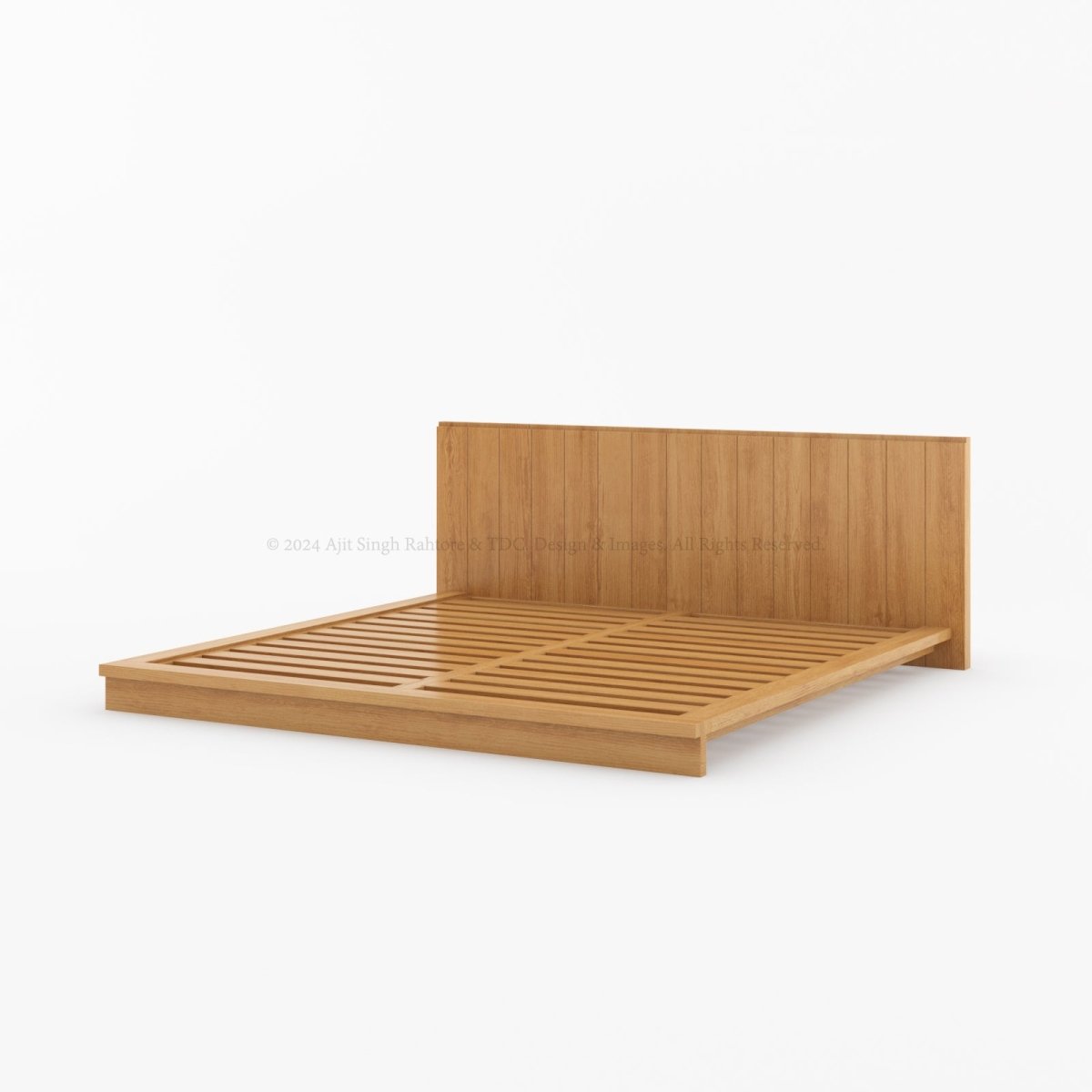 Sierra Vista Teak Wood Platform Bed with Vertical Slat Headboard - detail view 3
