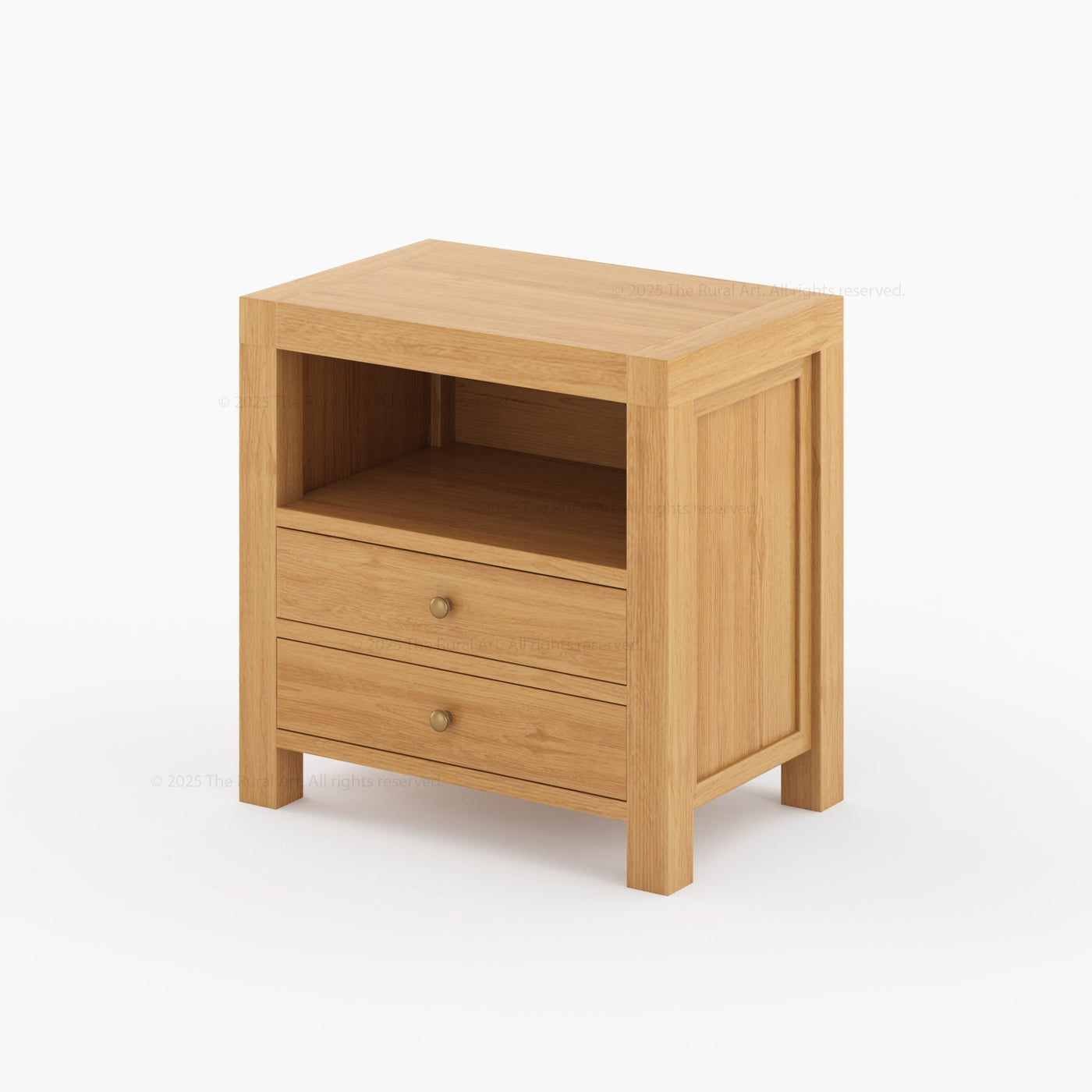 Orlando Solid Wood 2 Drawer Open Shelves Nightstand - detail view 4