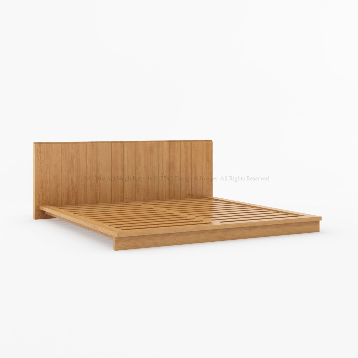 Sierra Vista Teak Wood Platform Bed with Vertical Slat Headboard - detail view 4