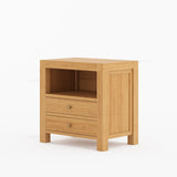 Orlando Solid Wood 2 Drawer Open Shelves Nightstand