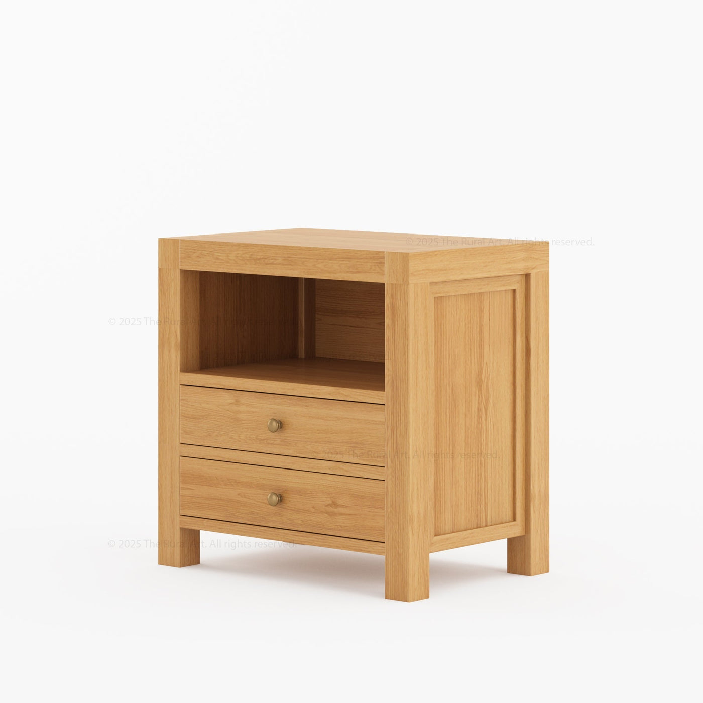 Orlando Solid Wood 2 Drawer Open Shelves Nightstand - detail view 5